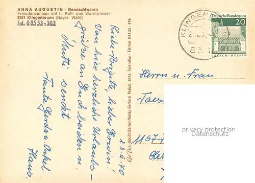 AK / Ansichtskarte Klingenbrunn Panorama Ferienort am Tor zum Nationalpark Bayerischer Wald Gaestehaus Haus Augustin Rachelkapelle Klingenbrunn