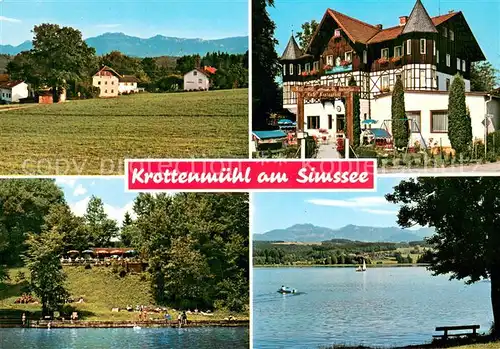 AK / Ansichtskarte Krottenmuehl Panorama Reiterhof St. Hubertus Cafe Restaurant Uferpartie am Simssee Krottenmuehl