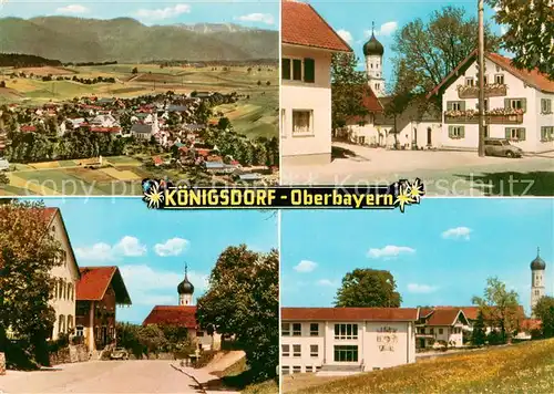 AK / Ansichtskarte Koenigsdorf_Oberbayern Ortsansicht mit Kirche Fliegeraufnahme Koenigsdorf Oberbayern