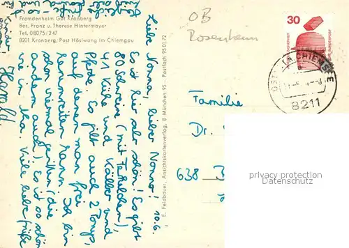 AK / Ansichtskarte Kronberg_Hoeslwang Fremdenheim Gut Kronberg Reitstall Ausritt Kronberg Hoeslwang