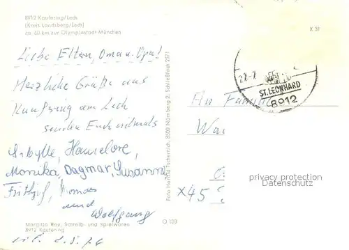 AK / Ansichtskarte Kaufering Bruecke Freibad Kirche Hochhaus Kaufering