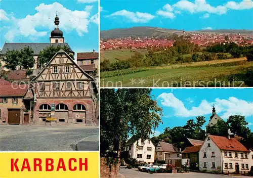 AK / Ansichtskarte Karbach_Unterfranken Altstadt Kirche Gasthaus Panorama Karbach Unterfranken