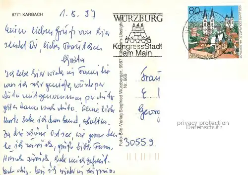 AK / Ansichtskarte Karbach_Unterfranken Altstadt Kirche Gasthaus Panorama Karbach Unterfranken