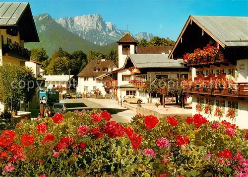 AK / Ansichtskarte Unterstein_Schoenau Ortsmotiv mit Blick zum Untersberg Berchtesgadener Alpen Unterstein_Schoenau