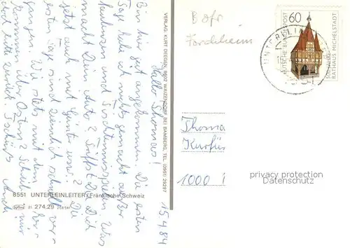 AK / Ansichtskarte Unterleinleiter Panorama Fraenkische Schweiz Unterleinleiter