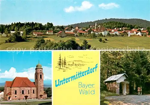 AK / Ansichtskarte Untermitterdorf Panorama Kirche Kapelle Bayerischer Wald Untermitterdorf