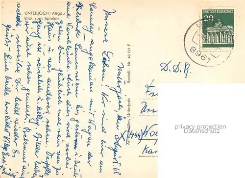 AK / Ansichtskarte Unterjoch Ortsansicht mit Kirche Blick zum Spiesser Allgaeuer Alpen Unterjoch