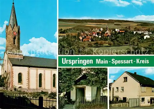AK / Ansichtskarte Urspringen_Marktheidenfeld Panorama Kirche Ladengeschaeft Urspringen