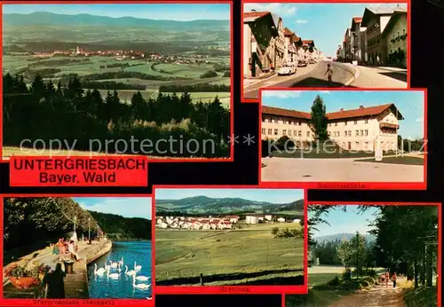 AK / Ansichtskarte Untergriesbach_Niederbayern Panorama Bayerischer Wald Ortsansichten Waldweg Uferpromenade Obernzell Untergriesbach