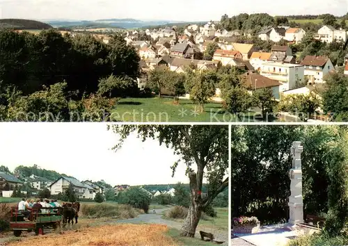 AK / Ansichtskarte Fussingen Panorama Luftkurort im Westerwald Pferdewagen Denkmal Fussingen