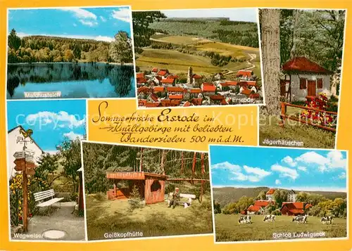 AK / Ansichtskarte Ersrode Malchusteich Jaegerhaeuschen Wegweiser Geisskopfhuette Schloss Ludwigseck Ersrode