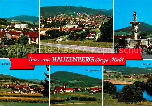 AK / Ansichtskarte Hauzenberg_Niederbayern Gesamtansicht Brunnen Jahrdorf Germannsdorf Rassreut Bayerischer Wald Hauzenberg Niederbayern
