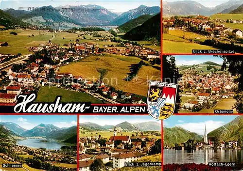 AK / Ansichtskarte Hausham Alpenpanorama Fliegeraufnahme Brecherspitze Ortsmotiv Schliersee Rottach Egern Tegernsee Hausham