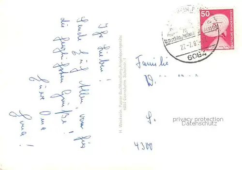 AK / Ansichtskarte Gernsheim Rheinpartie Faehre Hafen Badestrand Schiffermast Unterfuehrung Peter Schoeffer Platz Denkmal Gernsheim