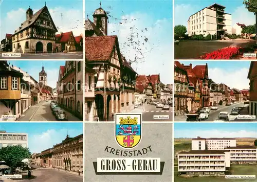 AK / Ansichtskarte Gross Gerau Historisches Rathaus Kirchstrasse Stadthaus Motive Innenstadt Schwestern Wohnheime Gross Gerau