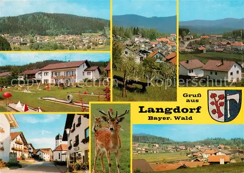 AK / Ansichtskarte Langdorf_Regen Fliegeraufnahme Ortspartien Minigolfanlage Panorama Langdorf Regen