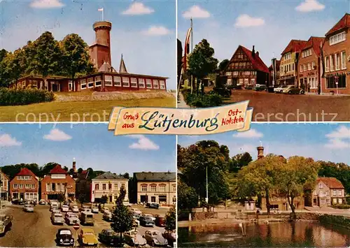 AK / Ansichtskarte Luetjenburg_Holstein Bismarckturm Ortsansichten Schwanenteich Luetjenburg_Holstein