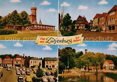 AK / Ansichtskarte Luetjenburg_Holstein Bismarckturm Ortsansichten Schwanenteich Luetjenburg_Holstein