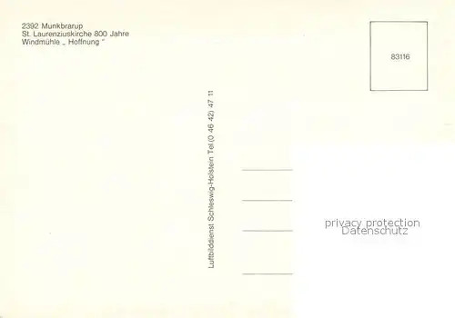 AK / Ansichtskarte Munkbrarup St Laurenziuskirche Windmuehle Hoffnung Gutshaeuser Munkbrarup