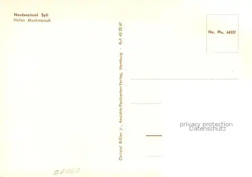 AK / Ansichtskarte Munkmarsch Fischkutter Hafen Munkmarsch