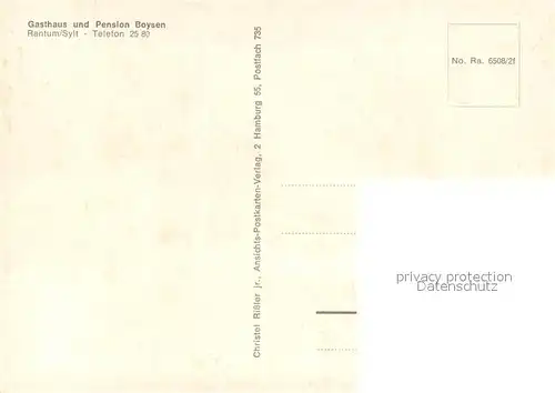 AK / Ansichtskarte Rantum_Sylt Gasthaus und Pension Boysen Rantum Sylt