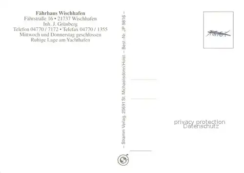 AK / Ansichtskarte Wischhafen Faehrhaus Wischhafen Faehre Jachthafen Faehranleger Wischhafen