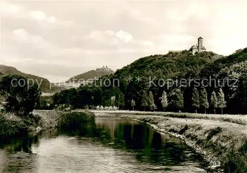 AK / Ansichtskarte Wendershausen_Witzenhausen Werrapartie mit Schlossblick Wendershausen