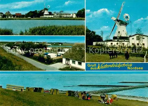 AK / Ansichtskarte Westerdeichstrich Gasthaus Zum Landhaus Muehle Camping Strandpartie Westerdeichstrich
