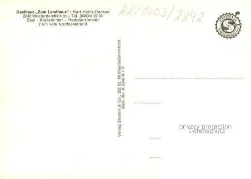 AK / Ansichtskarte Westerdeichstrich Gasthaus Zum Landhaus Muehle Camping Strandpartie Westerdeichstrich