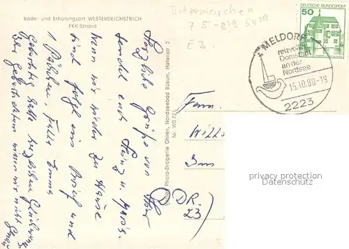 AK / Ansichtskarte Westerdeichstrich Badespass Muehle Reetdachhaus Strandpartie Westerdeichstrich