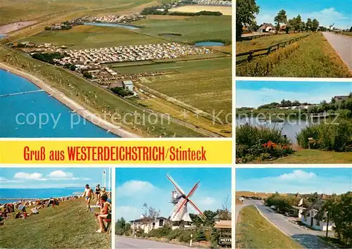 AK / Ansichtskarte Westerdeichstrich Fliegeraufnahme Campingplatz Strandpartie Badesee Strandstrasse Westerdeichstrich