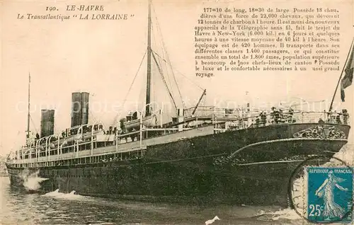 AK / Ansichtskarte Dampfer_Oceanliner Lorraine 
