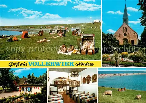 AK / Ansichtskarte Vollerwiek Strandpartien Kirche Kaufladen AundO Kapelle Vollerwiek