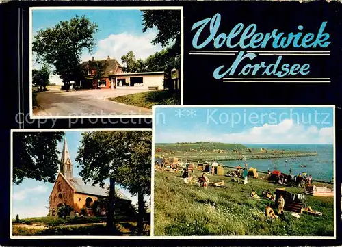 AK / Ansichtskarte Vollerwiek Strandpartien Kaufladen AundO Kapelle Vollerwiek