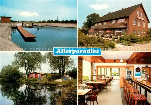 AK / Ansichtskarte Langlingen_Celle Allerparadies Gasthaus Gaststube Anlegesteg Langlingen_Celle