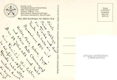 AK / Ansichtskarte Hesselberg_Gunzenhausen Ev luth Volkshochschule Hesselberg Teilansichten Hesselberg Gunzenhausen