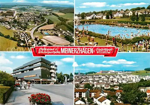 AK / Ansichtskarte Meinerzhagen Fliegeraufnahme Freibad Volme Center Stadtpanorama Wohnsiedlung Meinerzhagen