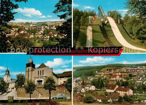 AK / Ansichtskarte Meinerzhagen Panorama Luftkurort und Wintersportplatz Skisprungschanze Kirche Meinerzhagen