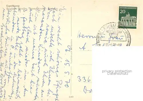 AK / Ansichtskarte Mittwald_Espelkamp Breslauer Strasse Thomaskirche Rathaus Mittwald Espelkamp