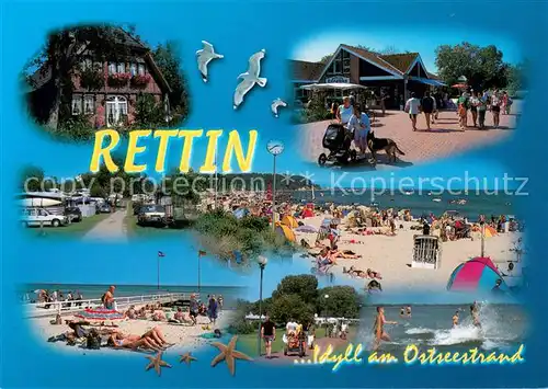 AK / Ansichtskarte Rettin Wohnhaus Strandpromenade Kiosk Strandleben Campingplatz Rettin