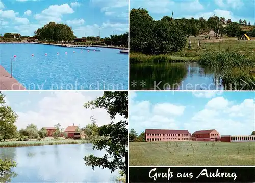 AK / Ansichtskarte Aukrug Freibad Parkanlagen Teich Landwirtschaftliche Anwesen Aukrug