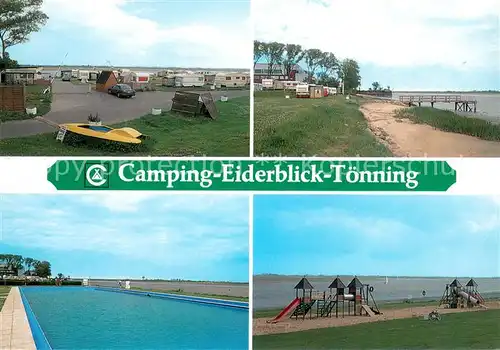 AK / Ansichtskarte Toenning_Nordseebad Camping Eiderblick Freibad Strand Kinderspielplatz Toenning_Nordseebad