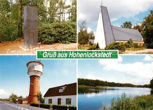 AK / Ansichtskarte Hohenlockstedt Denkmal Kirche Wasserturm Partie am Wasser Hohenlockstedt