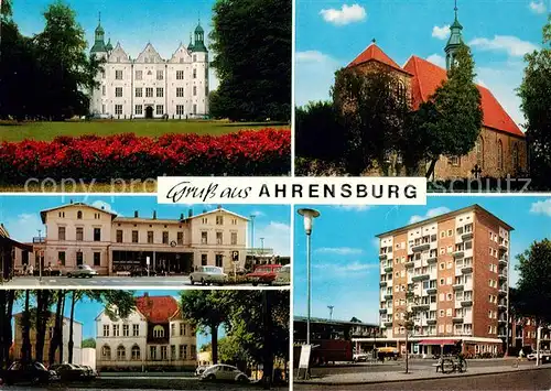 AK / Ansichtskarte Ahrensburg Schloss Kirche Hochhaus Innenstadt Bahnhof Ahrensburg