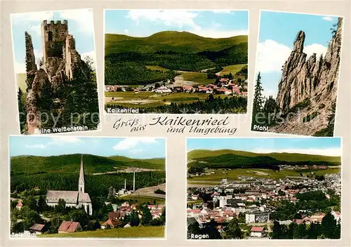 AK / Ansichtskarte Kaikenried Ruine Weissenstein Panorama Pfahl Felsen Ortsansicht mit Kirche Stadt Regen Kaikenried