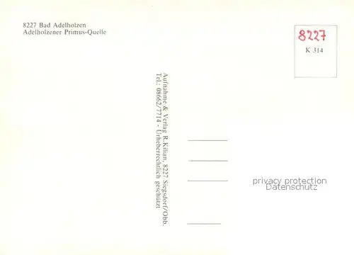 AK / Ansichtskarte Bad_Adelholzen_Oberbayern Adelholzener Primus Quelle Kapelle Springbrunnen Hotel Bad_Adelholzen_Oberbayern