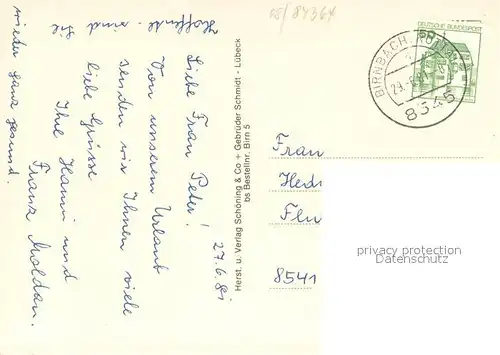 AK / Ansichtskarte Birnbach_Rottal Ortsmotiv mit Kirche Altstadt Thermalbad Statue Birnbach Rottal