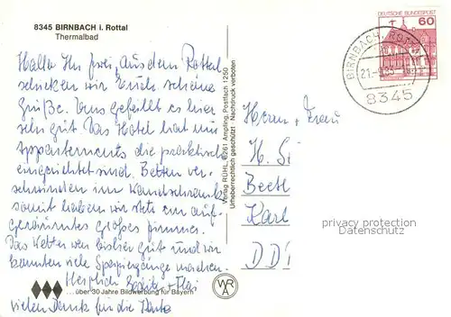 AK / Ansichtskarte Birnbach_Rottal Thermalbad Ortsansicht Birnbach Rottal