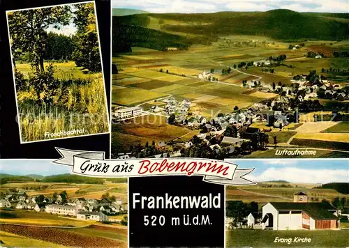 AK / Ansichtskarte Bobengruen Froschbachtal Kiche Landschaftspanorama Fliegeraufnahme Bobengruen
