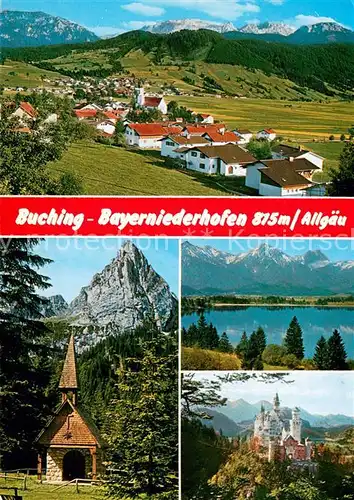 AK / Ansichtskarte Buching und Bayerniederhofen Alpenblick Kapelle See Schloss Neuschwanstein Buching